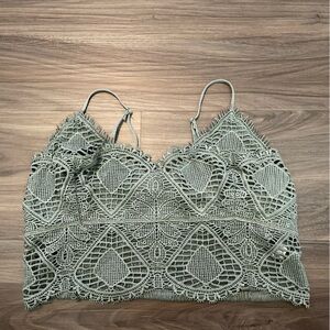 Wishlist Lace Sports Bra in Soft Green Sage color size L